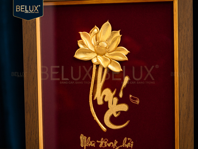 Tranh chữ Phúc thư pháp dát vàng 24k - 32x25cm